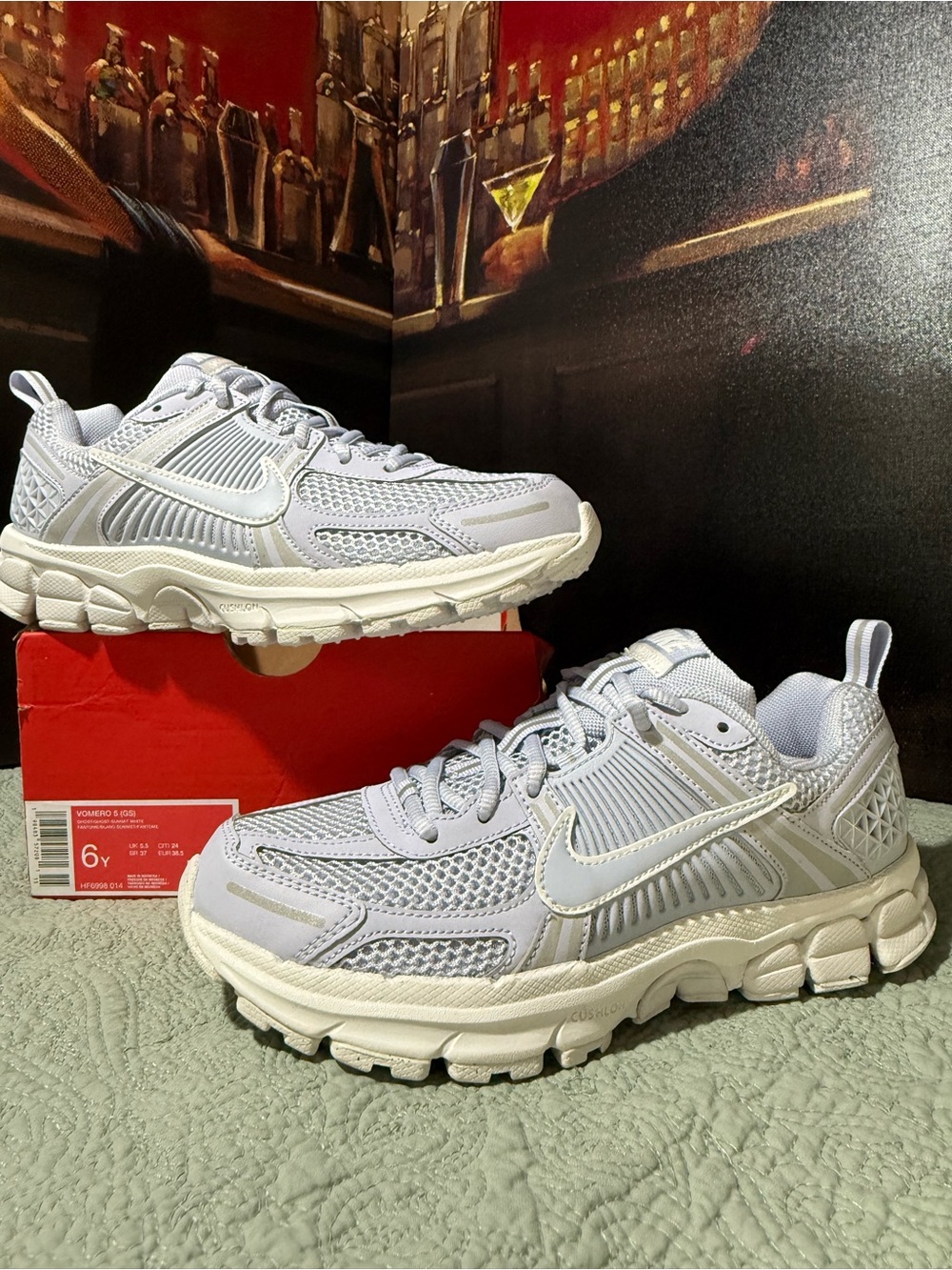 Nike Women's size 6Y or 7.5W Ghost White/Ghost Summit White. Light Violet